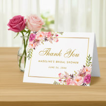 Bilhete de Agradecimento para Chá de Noiva Floral 