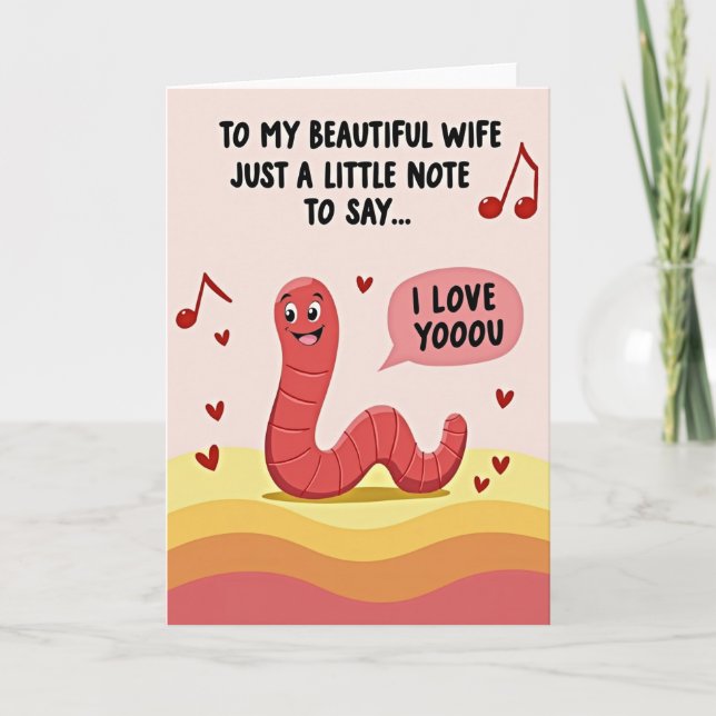 Bilhete de Amor de Minhoca para Cartão de Esposa (Frente)