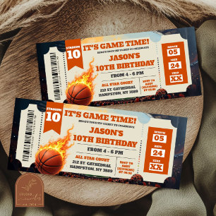 Bilhete de Aniversário do Jogo de Basquete com Ent