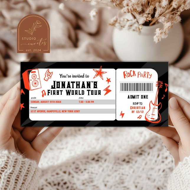 Bilhete de Aniversário Rock n Roll First World Tou (Criador carregado)
