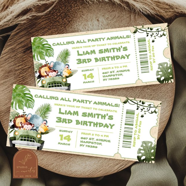 Bilhete de Aniversário Safari (Criador carregado)