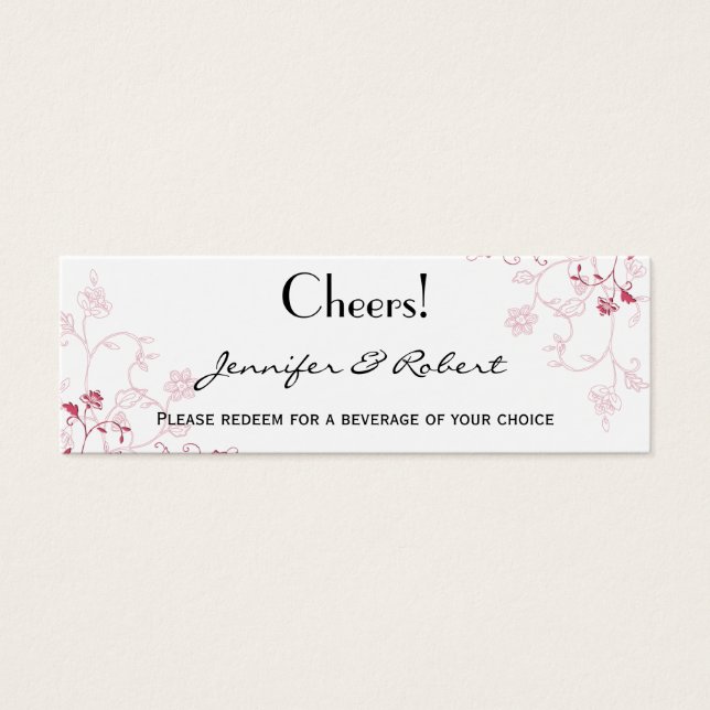 Bilhete de Bebida das Vinhas Flores Rosa (Frente)