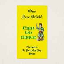 Bilhete de Bebida Grátis Personalizado Erin Go Bra