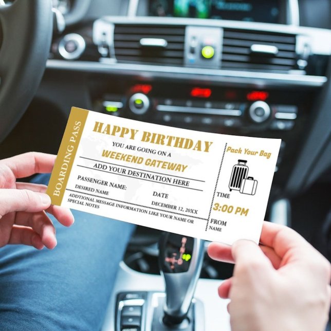 Bilhete de Cartão de Embarque de Aniversário do Go (Criador carregado)