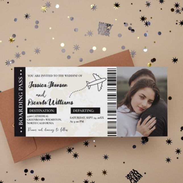 Bilhete de convite para casamento do passe de emba (Criador carregado)