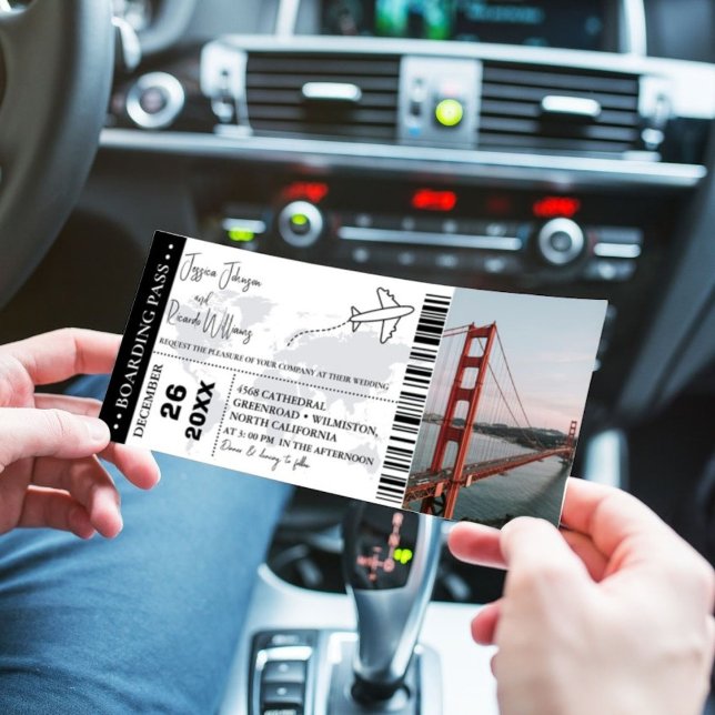 Bilhete de embarque de convite para casamento pret (Criador carregado)