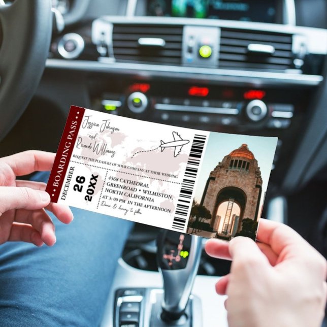 Bilhete de embarque para convite de casamento (Criador carregado)