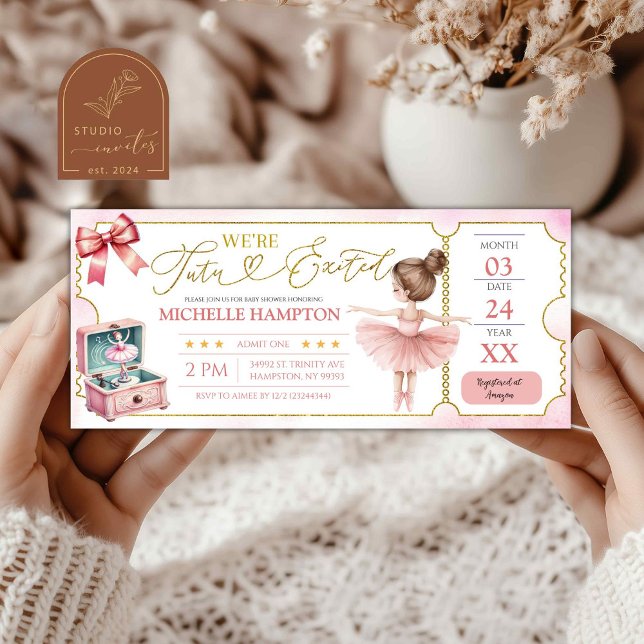Bilhete de Festa de Bailarina Infantil Chamada Bab (Criador carregado)