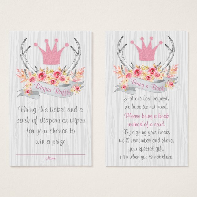 Bilhete de Fralda Antler Raffle e Traga um Cartão  (Frente & Verso)