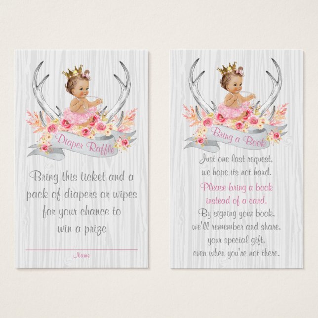 Bilhete de Fralda Antler Raffle e Traga um Cartão  (Frente & Verso)
