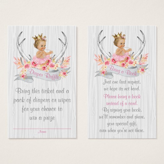 Bilhete de Fralda Antler Raffle e Traga um Cartão  (Frente & Verso)