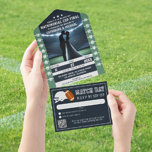 Bilhete de Futebol com Casamento RSVP de Código QR
