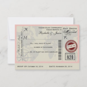 Bilhete de Passagem Aérea RSVP de Casamento