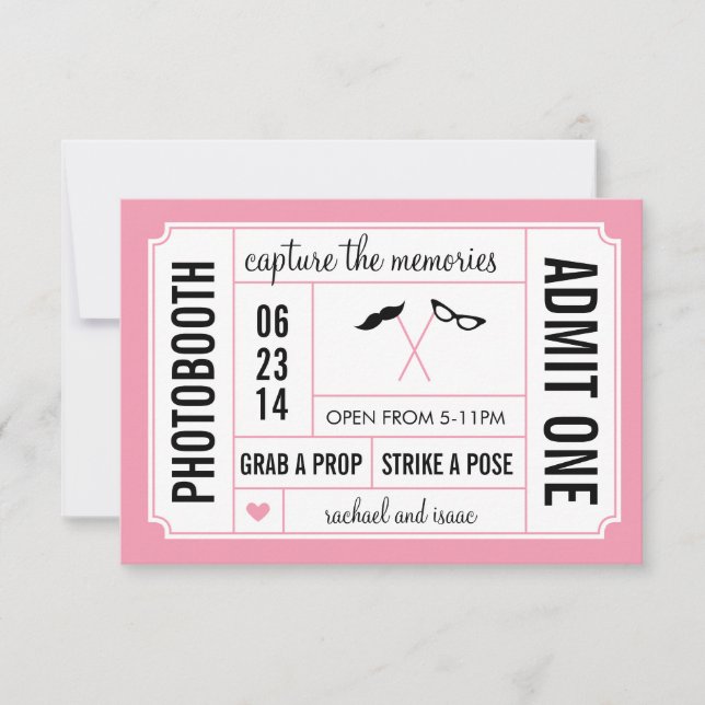 Bilhete de Photobooth de Bigode e Óculos (Frente)