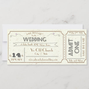 Bilhete de Salvar Data Grunge Vintage