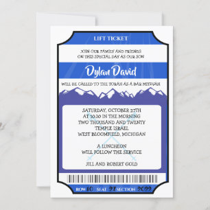 BILHETE DE TELEFÉRICO Bar Bat Mitzvah Convite