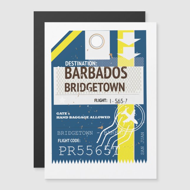 Bilhete de viagem de Bridgetown Barbados (Frente/Verso)