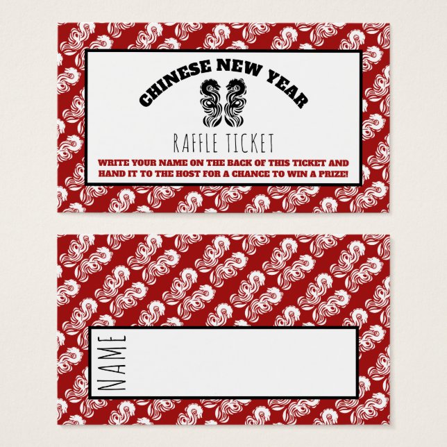 Bilhete do Dragão Oriental Raffle, Ano Novo Chinês (Frente & Verso)
