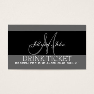 Bilhete personalizado da bebida para a recepção