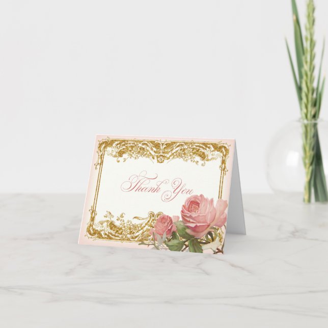 Bilhetes de Agradecimento Casa Solarenga Rosa Vint (Frente)