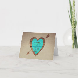 Bilhetes de Agradecimento Coração em Teal Rústico