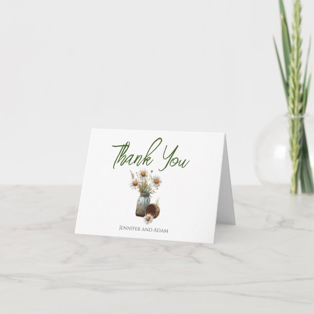 Bilhetes de Agradecimento de Casamento Floral Dais (Frente)