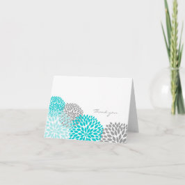 Bilhetes de agradecimento Flor de Dahlia Turquesa