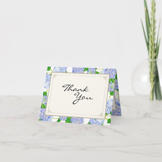 Bilhetes de Agradecimento Hydrangea Azul Renda Flo (Frente)