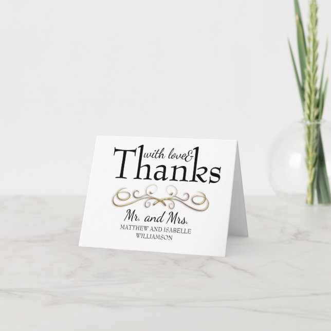 Bilhetes de Agradecimento Love & Thanks Gold Flour (Frente)