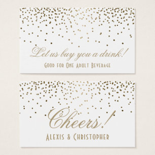 Bilhetes de Bebida Branca de Casamento Dourado de