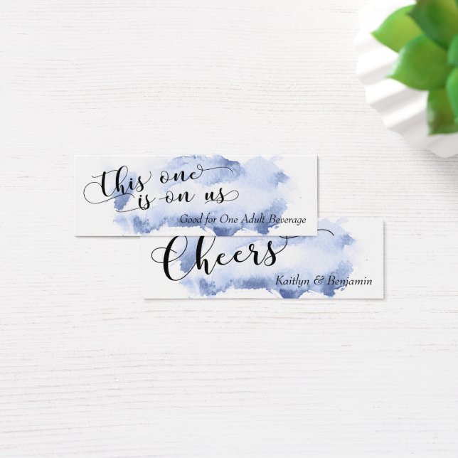 Bilhetes de Bebida com Letra Preta e Aquarela Azul (Mesa)