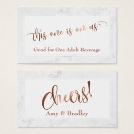 Bilhetes de Bebida | Copper Script com Mármore Bra