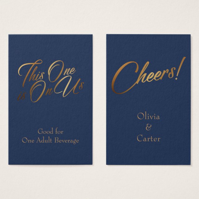 Bilhetes de Bebida, Fino, Grafia Dourada Elegante  (Frente & Verso)