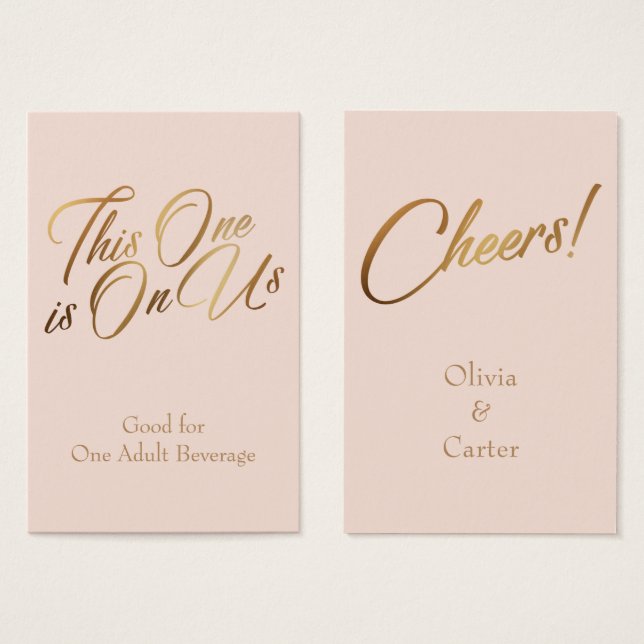 Bilhetes de Bebida, Finos, Grafia Dourada Elegante (Frente & Verso)