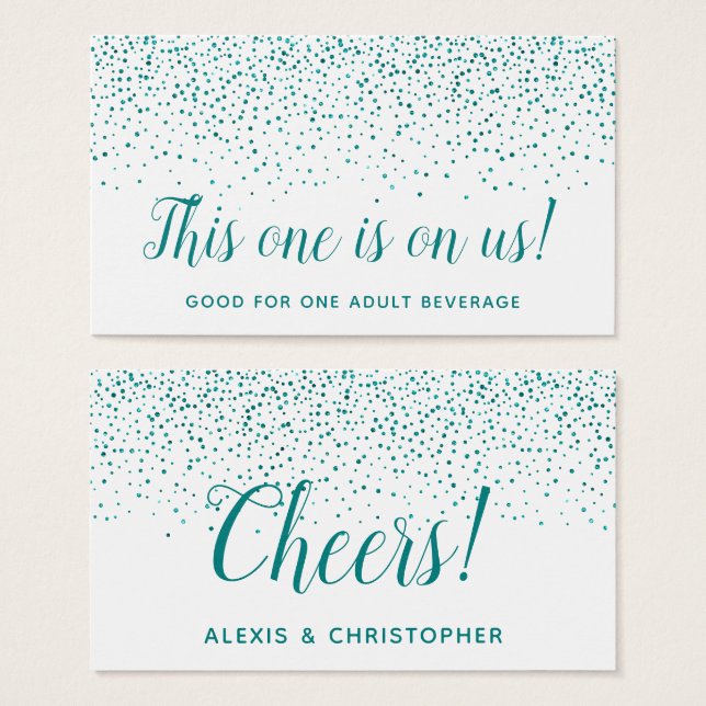 Bilhetes de Bebida para Casamento com Confetes Bri (Frente & Verso)