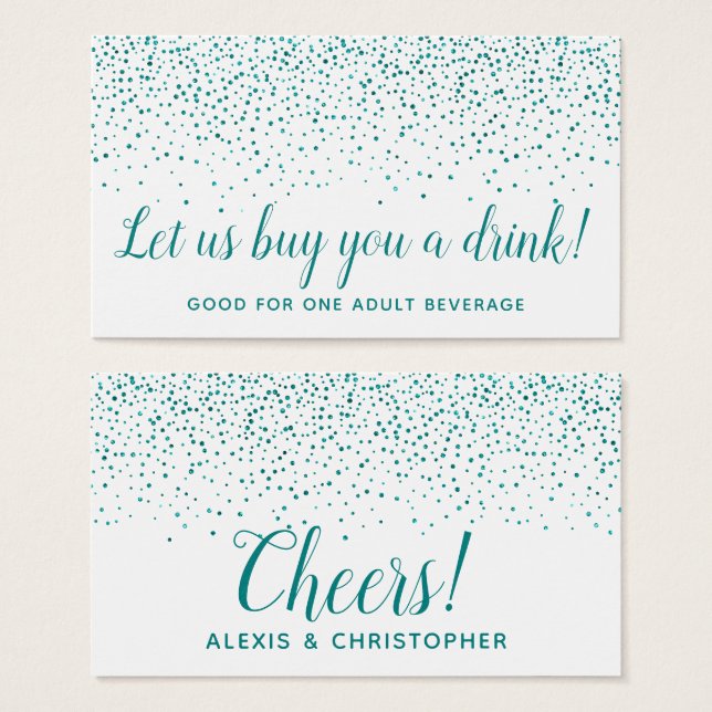 Bilhetes de Bebida para Casamento com Confetes Bri (Frente & Verso)