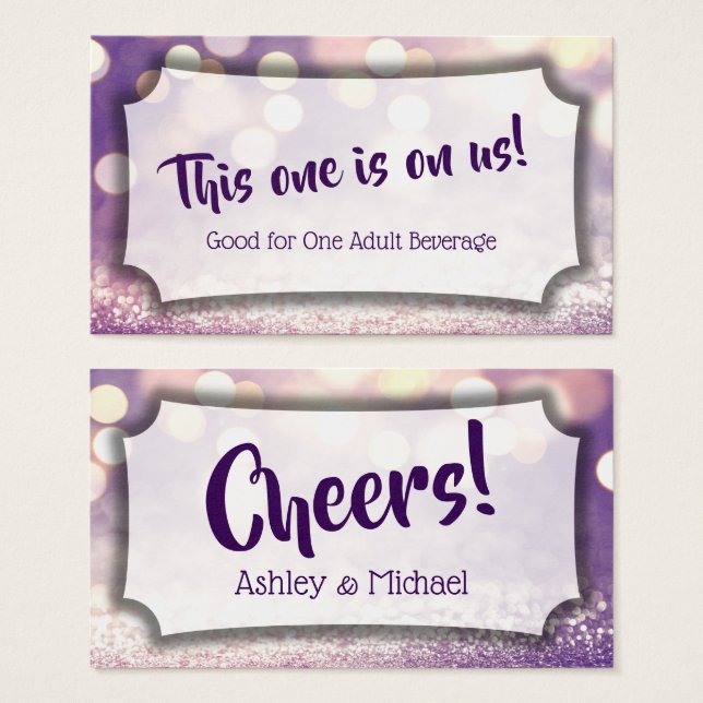 Bilhetes de Bebida para Casamento & Evento Bokeh R (Frente & Verso)