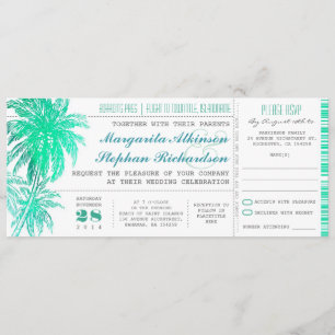 Bilhetes de casamento de praia tropical - cartão d