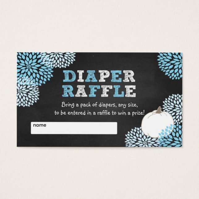 Bilhetes de chá de fraldas Blue White Pumpkin (Frente)