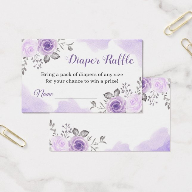 Bilhetes de Fralda Floral Roxo-Elegante de Pastel (Escritótio)