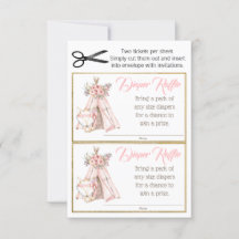 Bilhetes de rifa de fralda tribal TeePee Fox Boho