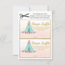 Bilhetes de rifa de fraldas Boho TeePee