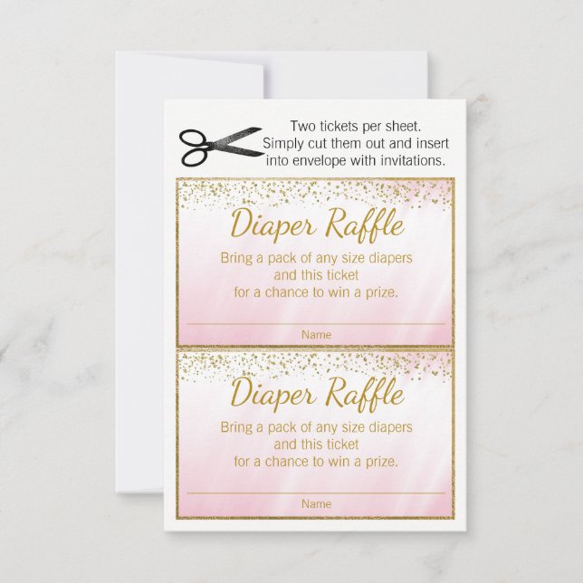 Bilhetes de Rifa de Fraldas Meninas Ouro Rosa (Frente)