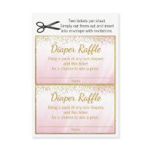Bilhetes de Rifa de Fraldas Meninas Ouro Rosa