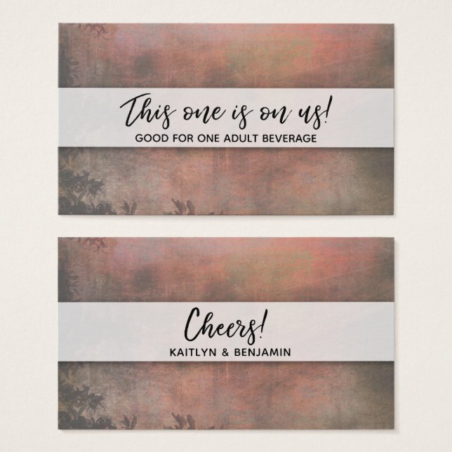 Bilhetes Rustic Orange Beber c/ Escrita Manual Mod (Frente & Verso)