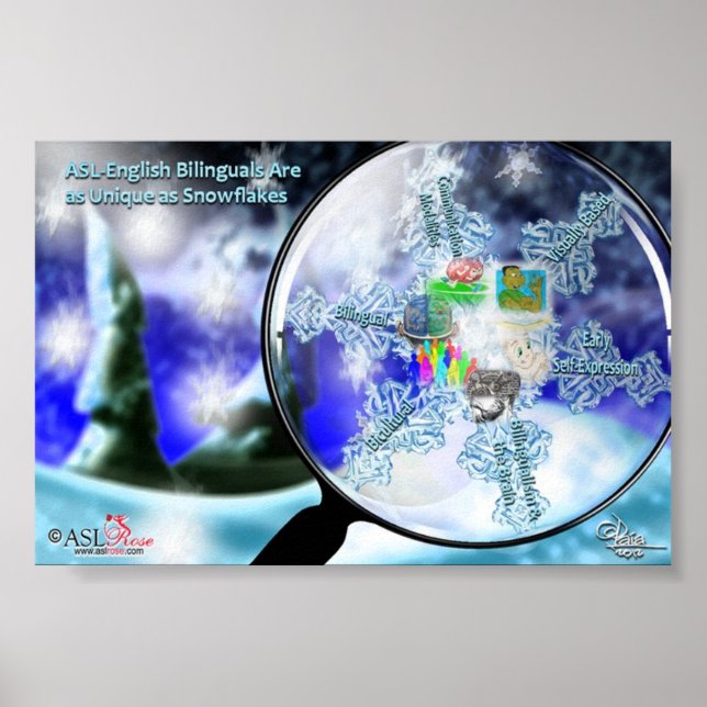 Bilíngues da ASL - Inglês - Poster dos flocos de n (Frente)