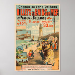 Billets de Bains de Mer Poster vintage 1890