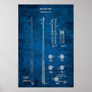 Billiard Cue Patent Art impressão nº 4 Piscina n