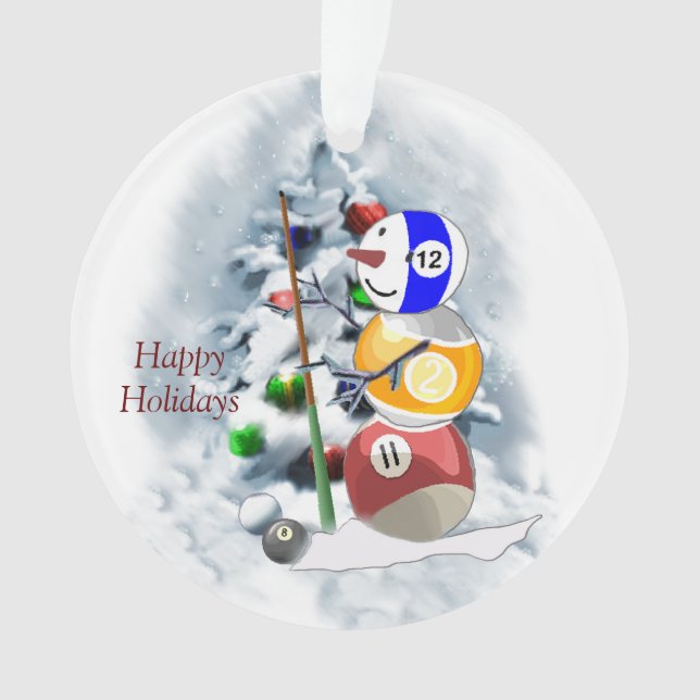 Billiards Ball Snowman Ornamento acrílico (Frente)