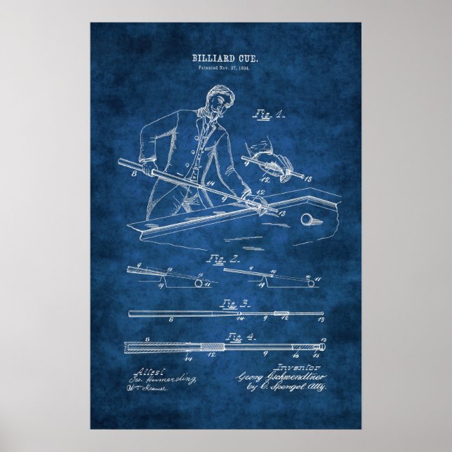 Billiards Poster Patent Art n.º 7 Piscina Room Dec (Frente)